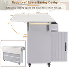 Kitchen Island with Trash Can Storage Cabinet,Kitchen Cart with Drop Leaf