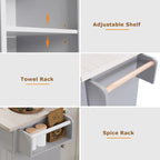 Kitchen Island with Trash Can Storage Cabinet,Kitchen Cart with Drop Leaf