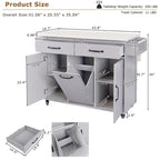 Kitchen Island with Trash Can Storage Cabinet,Kitchen Cart with Drop Leaf