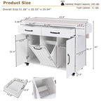 Kitchen Island with Trash Can Storage Cabinet,Kitchen Cart with Drop Leaf