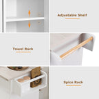 Kitchen Island with Trash Can Storage Cabinet,Kitchen Cart with Drop Leaf