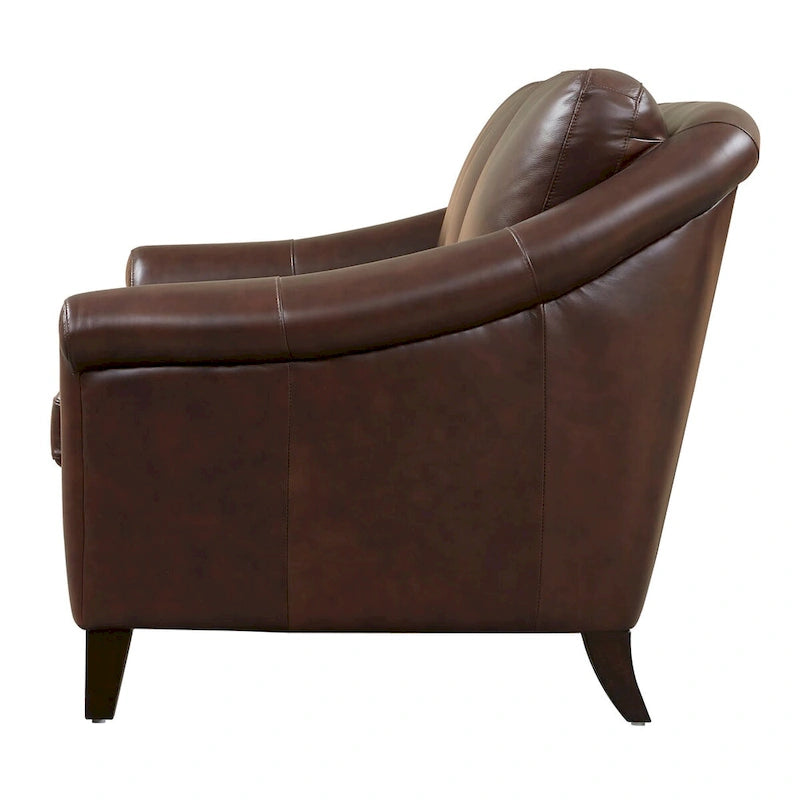Sienna 100% Genuine Leather Midcentury Modern Loveseat