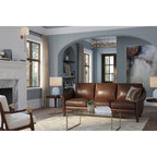 Sienna 100% Genuine Leather Midcentury Modern Loveseat