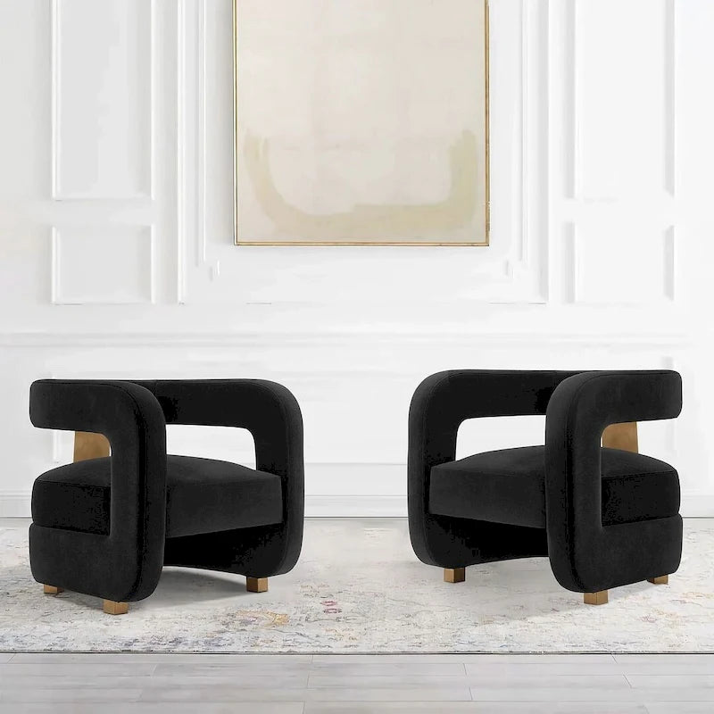 Velvet lounge chair two-piece set