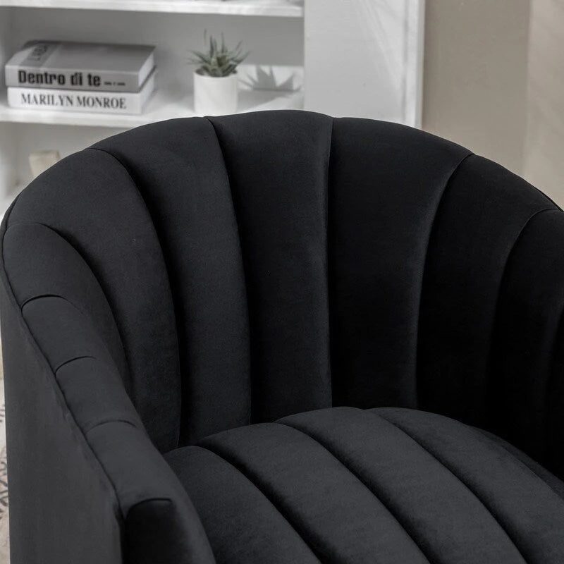 SEYNAR Modern Glam Velvet Upholstered Round 360 Degree Swivel Accent Barrel Chair Set of 2