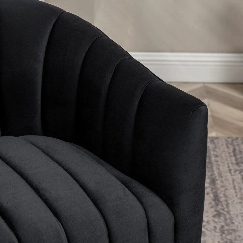 SEYNAR Modern Glam Velvet Upholstered Round 360 Degree Swivel Accent Barrel Chair Set of 2