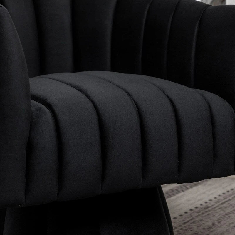SEYNAR Modern Glam Velvet Upholstered Round 360 Degree Swivel Accent Barrel Chair Set of 2