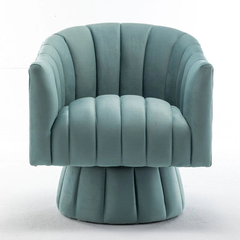 SEYNAR Modern Glam Velvet Upholstered Round 360 Degree Swivel Accent Barrel Chair Set of 2