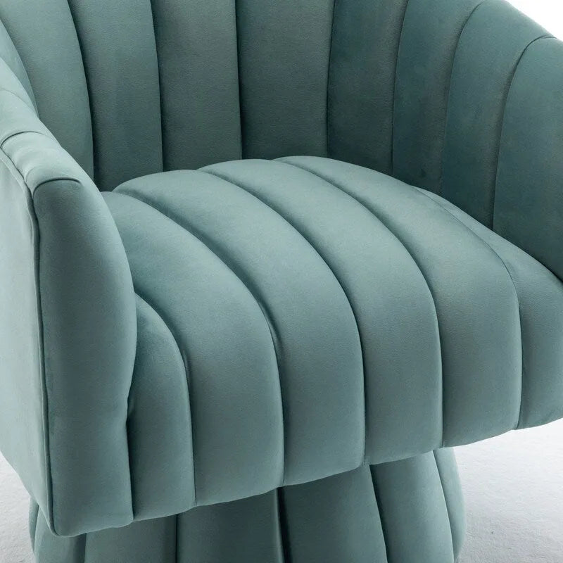 SEYNAR Modern Glam Velvet Upholstered Round 360 Degree Swivel Accent Barrel Chair Set of 2