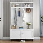 Hall Tree with 4 Hooks , Coat Hanger, Entryway Bench, Storage Bench, 3-in-1 Design, 40INCH, for Entrance, Hallway