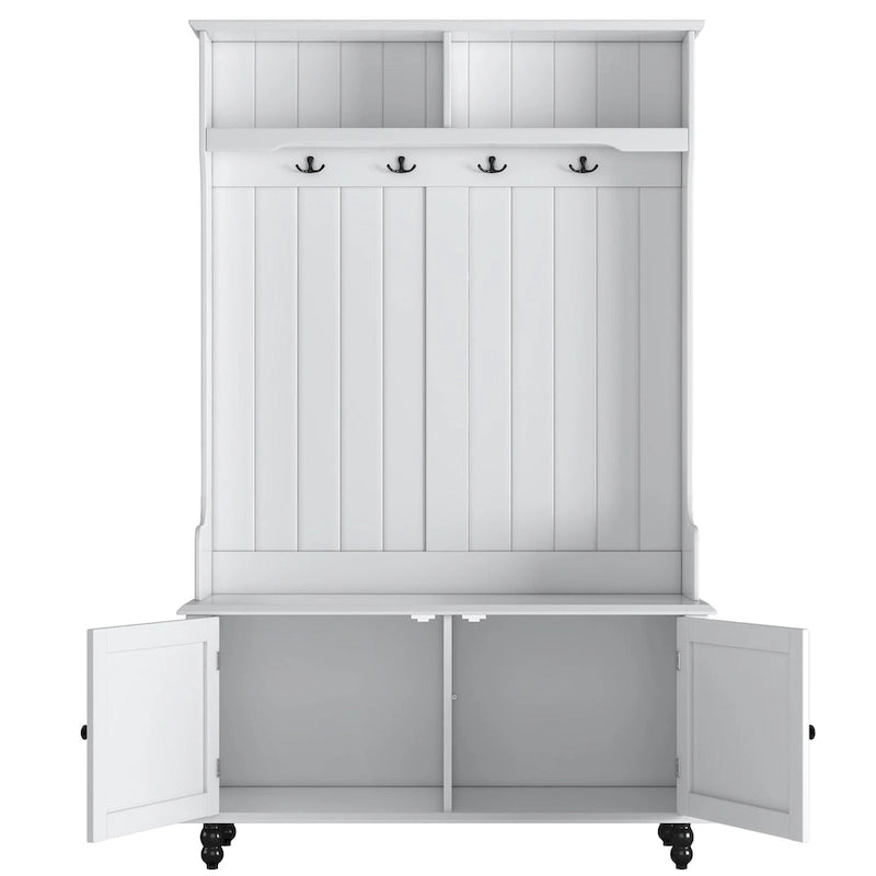 Hall Tree with 4 Hooks , Coat Hanger, Entryway Bench, Storage Bench, 3-in-1 Design, 40INCH, for Entrance, Hallway