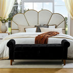 62 Bedroom Tufted Button Storage Bench, Linen Upholstered Ottoman