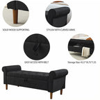 62 Bedroom Tufted Button Storage Bench, Linen Upholstered Ottoman