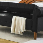 62 Bedroom Tufted Button Storage Bench, Linen Upholstered Ottoman