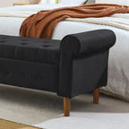 62 Bedroom Tufted Button Storage Bench, Linen Upholstered Ottoman