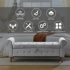 62 Bedroom Tufted Button Storage Bench, Linen Upholstered Ottoman