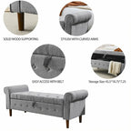 62 Bedroom Tufted Button Storage Bench, Linen Upholstered Ottoman