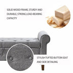 62 Bedroom Tufted Button Storage Bench, Linen Upholstered Ottoman