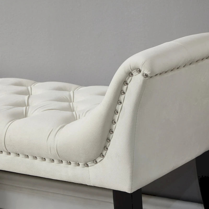 Upholstered Footrest Stool Rectangular Velvet fabric Accent Bench - 50.00L * 18.50W * 24.50H