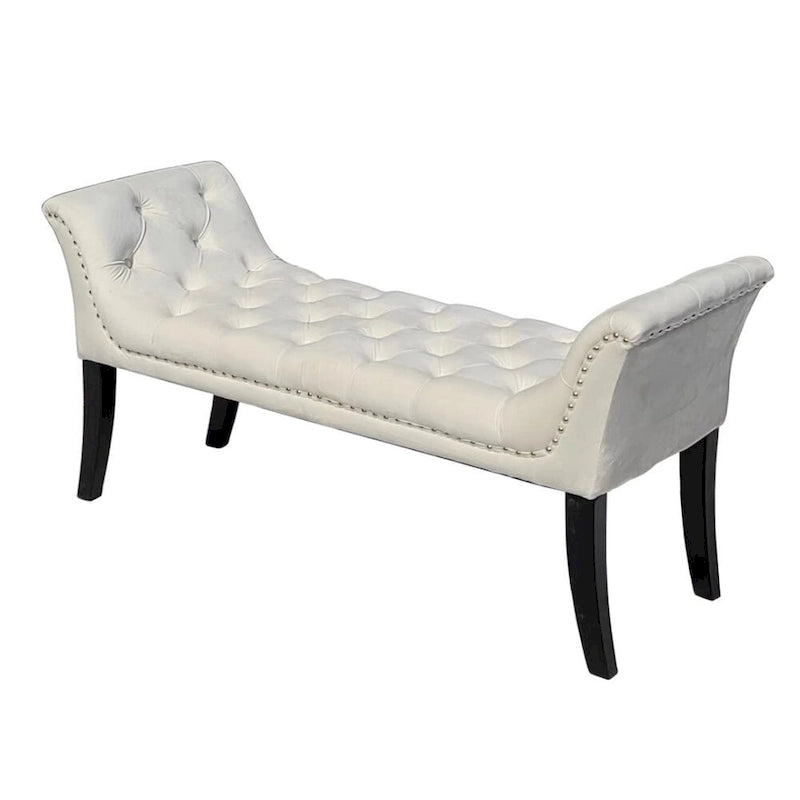 Upholstered Footrest Stool Rectangular Velvet fabric Accent Bench - 50.00L * 18.50W * 24.50H