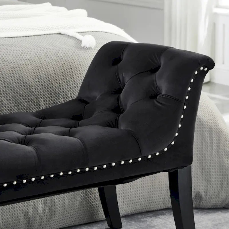 Upholstered Footrest Stool Rectangular Velvet fabric Accent Bench - 50.00L * 18.50W * 24.50H