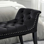 Upholstered Footrest Stool Rectangular Velvet fabric Accent Bench - 50.00L * 18.50W * 24.50H