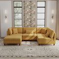 Corduroy Modular Sectional 5 Piece Sofa with Ottoman