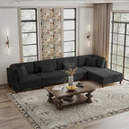 Corduroy Modular Sectional 5 Piece Sofa with Ottoman