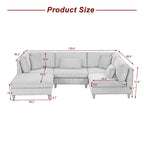 Corduroy Modular Sectional 5 Piece Sofa with Ottoman