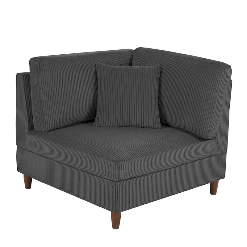 Corduroy Modular Sectional 5 Piece Sofa with Ottoman