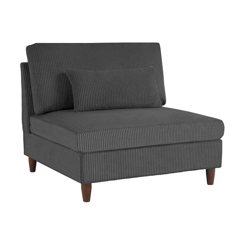 Corduroy Modular Sectional 5 Piece Sofa with Ottoman