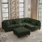 Corduroy Modular Sectional 5 Piece Sofa with Ottoman