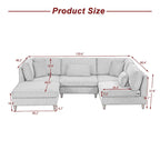 Corduroy Modular Sectional 5 Piece Sofa with Ottoman