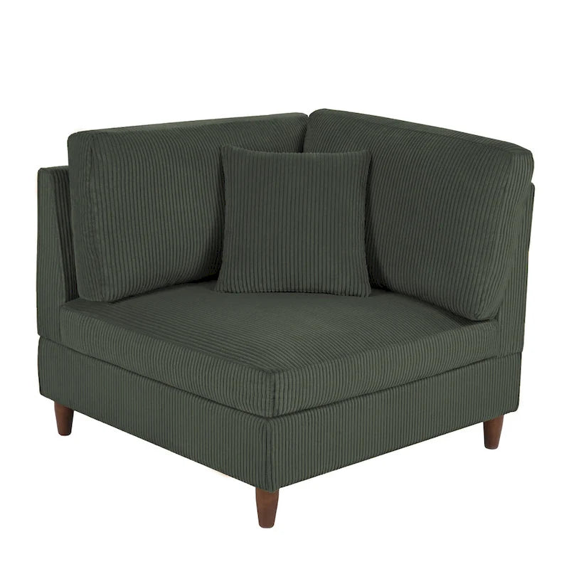 Corduroy Modular Sectional 5 Piece Sofa with Ottoman