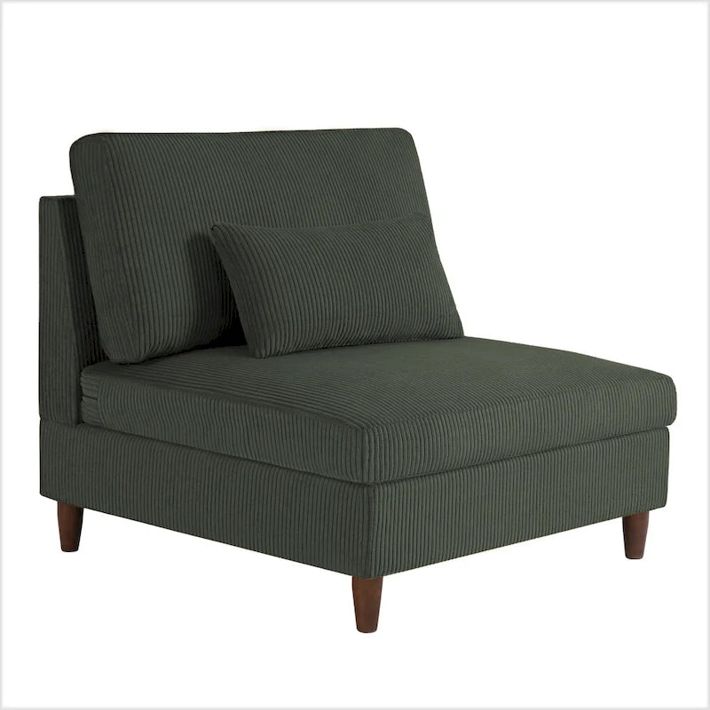 Corduroy Modular Sectional 5 Piece Sofa with Ottoman