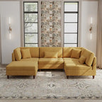 Corduroy Modular Sectional 5 Piece Sofa with Ottoman