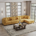 Corduroy Modular Sectional 5 Piece Sofa with Ottoman