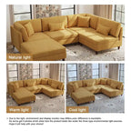 Corduroy Modular Sectional 5 Piece Sofa with Ottoman