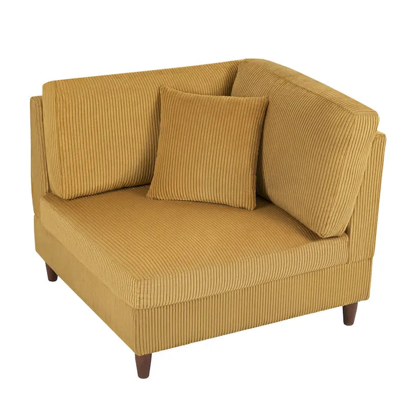 Corduroy Modular Sectional 5 Piece Sofa with Ottoman