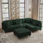 Corduroy Modular Sectional 5 Piece Sofa with Ottoman