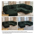 Corduroy Modular Sectional 5 Piece Sofa with Ottoman