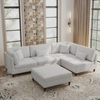 Corduroy Modular Sectional 5 Piece Sofa with Ottoman
