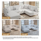 Corduroy Modular Sectional 5 Piece Sofa with Ottoman