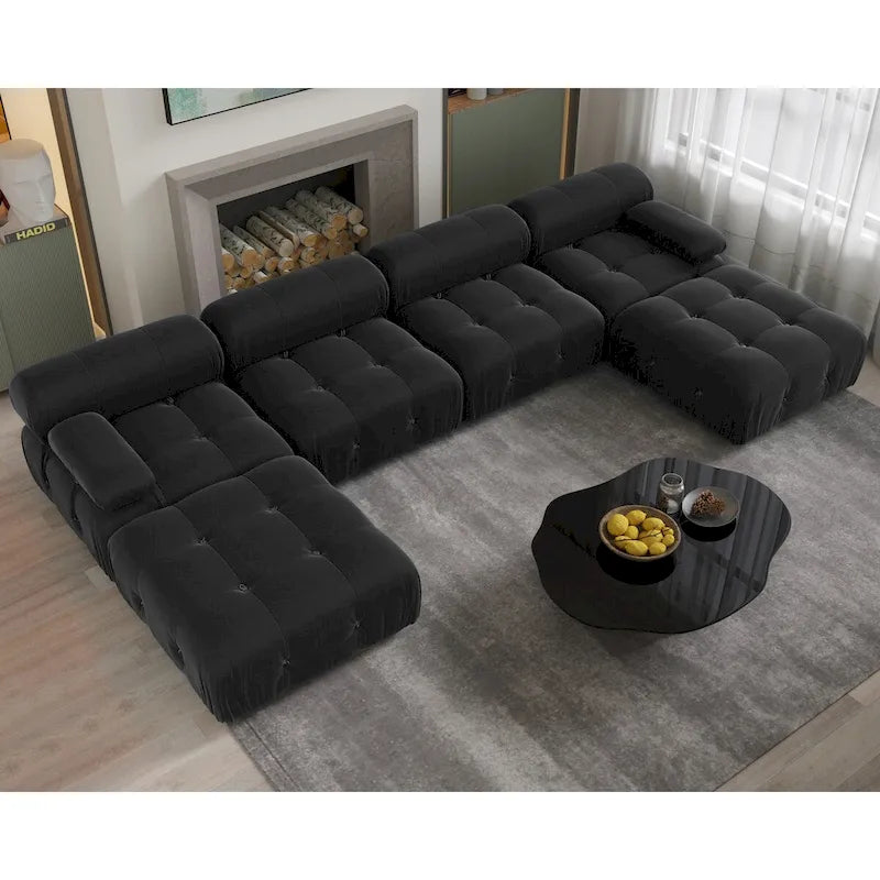 138 Convertible Modular Sectional Sofa, U-Shaped Minimalist Velvet Sofas Couches