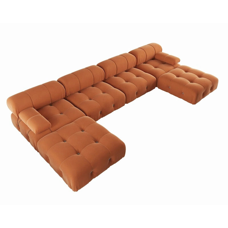 138 Convertible Modular Sectional Sofa, U-Shaped Minimalist Velvet Sofas Couches