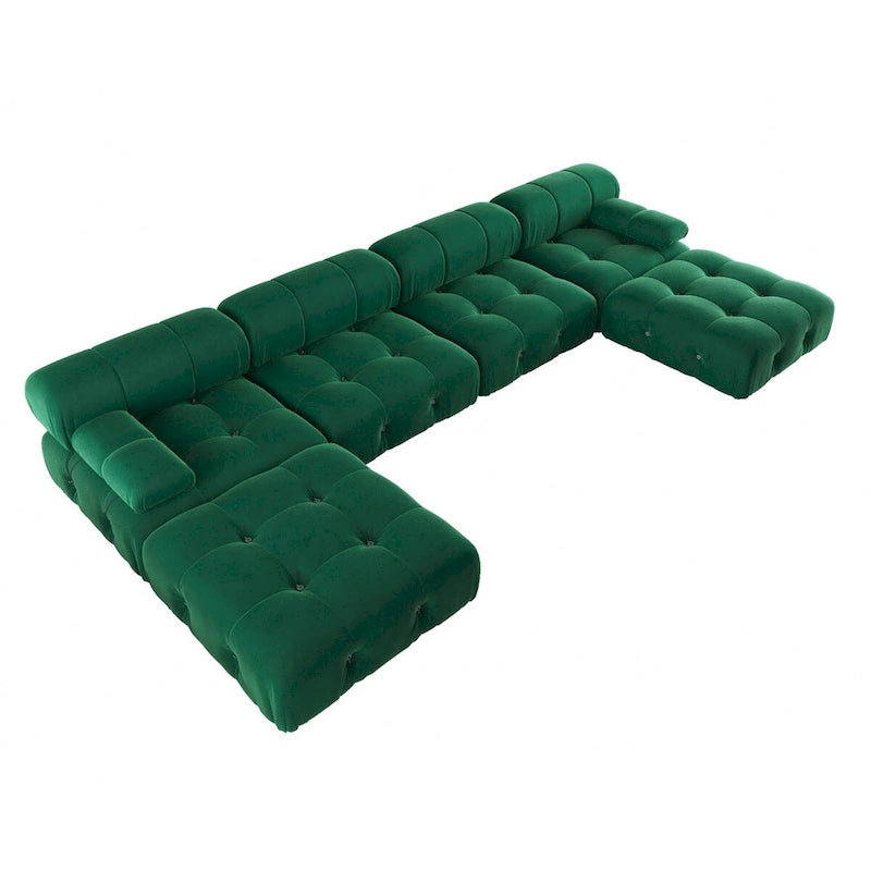 138 Convertible Modular Sectional Sofa, U-Shaped Minimalist Velvet Sofas Couches