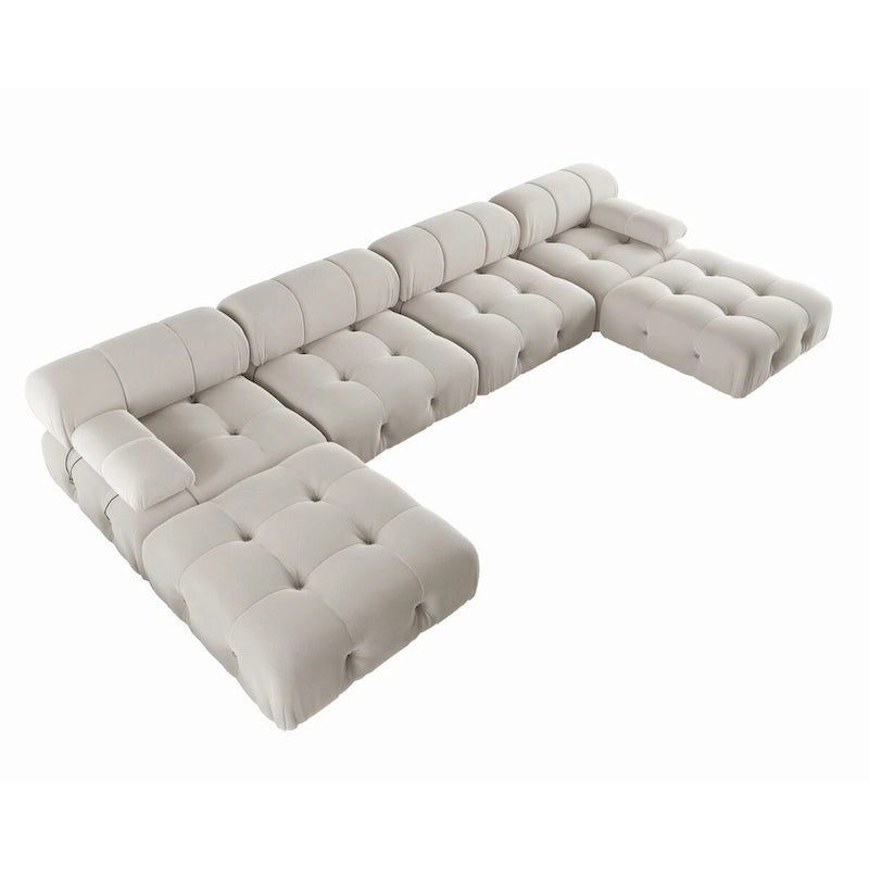 138 Convertible Modular Sectional Sofa, U-Shaped Minimalist Velvet Sofas Couches