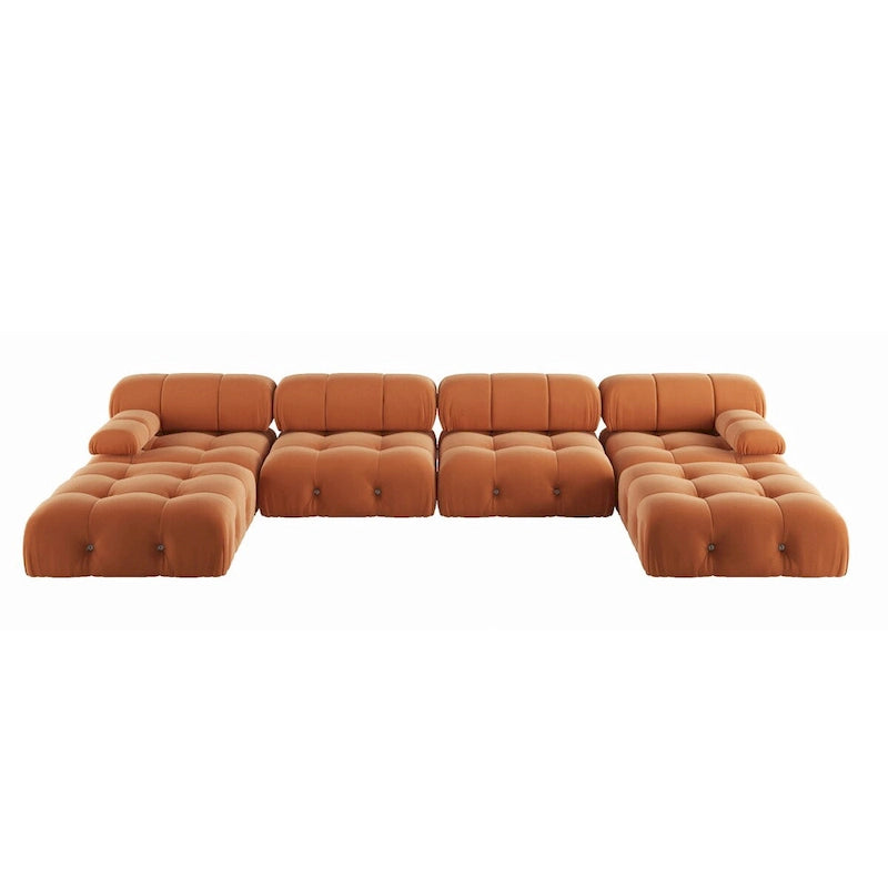 138 Convertible Modular Sectional Sofa, U-Shaped Minimalist Velvet Sofas Couches