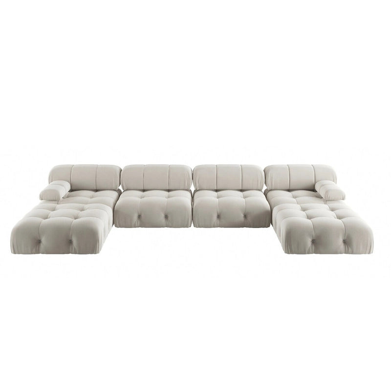 138 Convertible Modular Sectional Sofa, U-Shaped Minimalist Velvet Sofas Couches