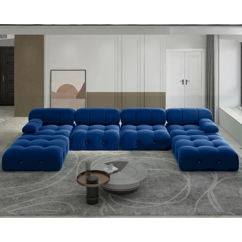 138 Convertible Modular Sectional Sofa, U-Shaped Minimalist Velvet Sofas Couches